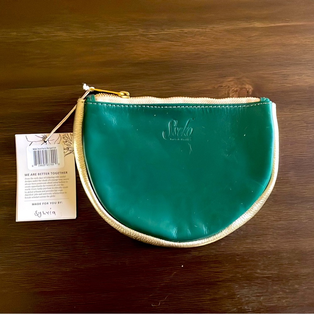 NWT-Sseko Coin Purse- Green and Gold